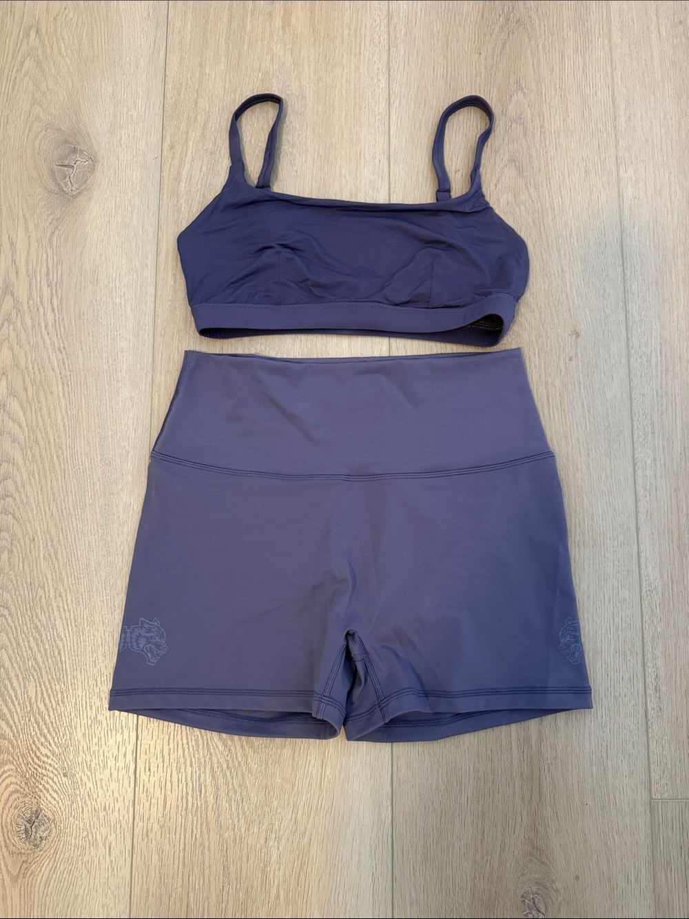 Darc Sport Purple Scoop Neck Sports Bra & High-Waist Shorts Set